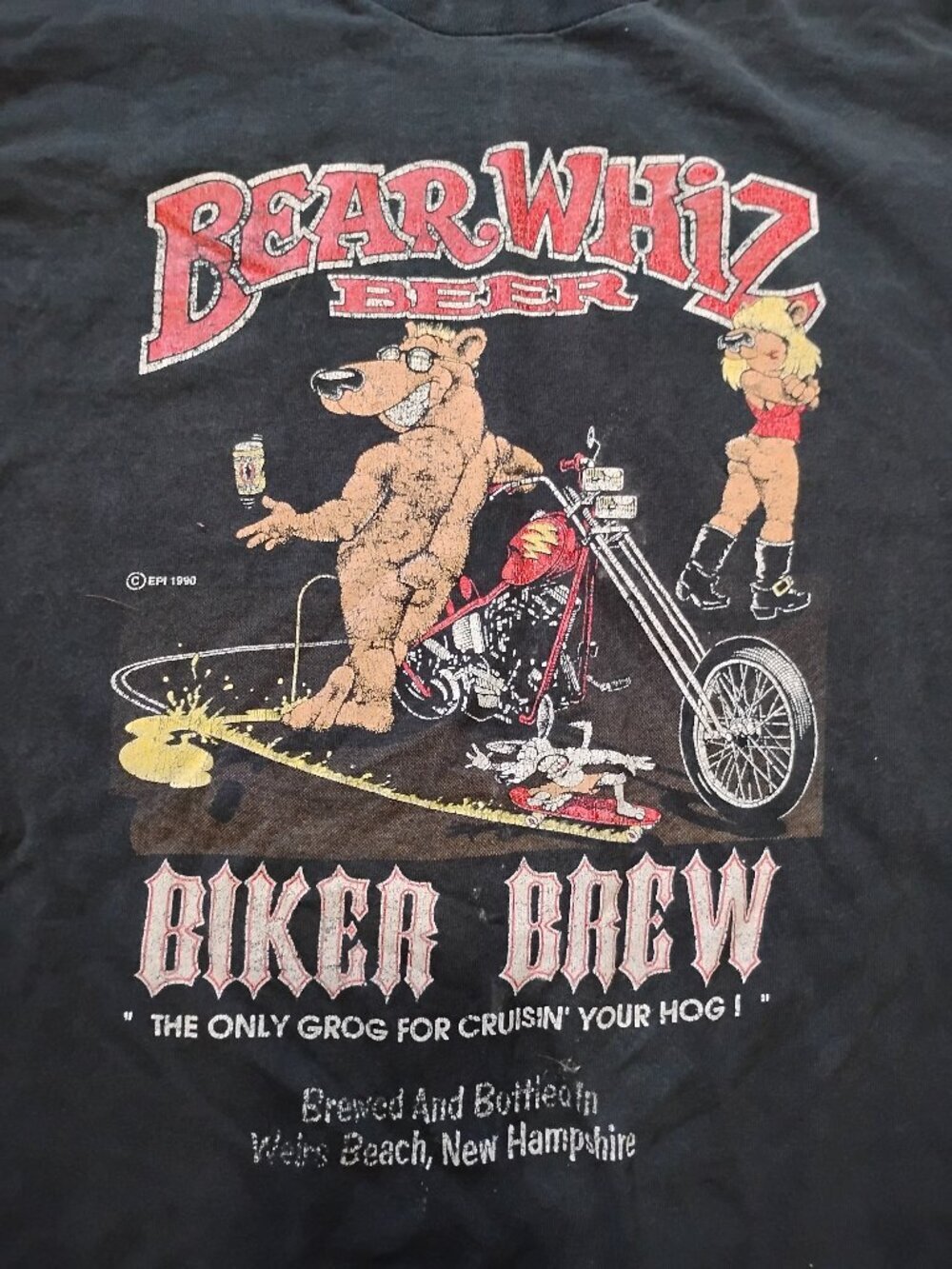 Vintage 90s Bear Whiz Beer Biker Brew T-Shirt
